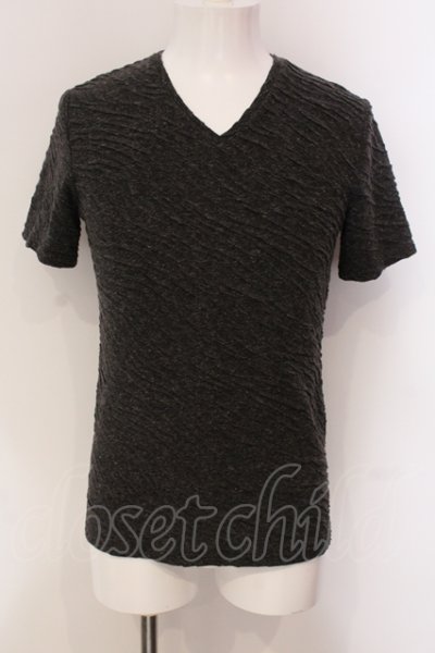 画像1: Rings / 立体パイルVネックTシャツ M グレー O-25-05-22-025-RI-ts-YM-OS