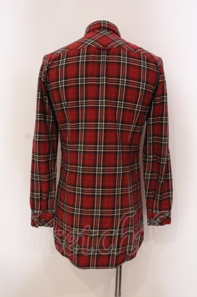 画像2: NO ID. / ロングチェックシャツ 1 レッド O-25-05-22-031-NO-sh-YM-ZT360 (2)