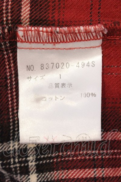 画像3: NO ID. / ロングチェックシャツ 1 レッド O-25-05-22-031-NO-sh-YM-OS