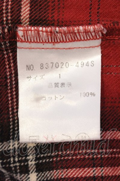 画像3: NO ID. / ロングチェックシャツ 1 レッド O-25-05-22-031-NO-sh-YM-ZT360 (3)