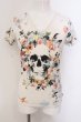画像1: CIVARIZE / BitingフラワースカルVネックTシャツ 44 ホワイト O-25-05-22-032-CI-ts-YM-ZT360 (1)