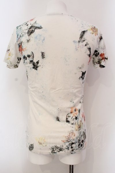 画像2: CIVARIZE / BitingフラワースカルVネックTシャツ 44 ホワイト O-25-05-22-032-CI-ts-YM-ZT360 (2)