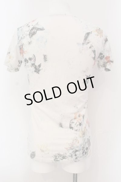 画像2: CIVARIZE / BitingフラワースカルVネックTシャツ 44 ホワイト O-25-05-22-032-CI-ts-YM-ZT360 (2)