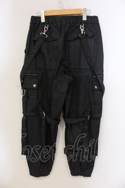 画像2: CIVARIZE / サスペンダー付きコーティングカーゴパンツ 44 ブラック O-25-05-25-035-CI-pa-YM-ZT358 (2)