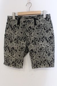 NO ID. / ペイズリーストレッチショートパンツ 1 ブラックｘホワイト（真っ白でない） O-25-05-25-040-NO-pa-YM-ZT358