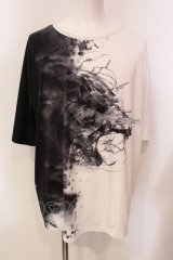 CIVARIZE / フラワープリントバイカラーカットソー F ブラックｘホワイト O-25-05-25-005-CI-to-YM-OS