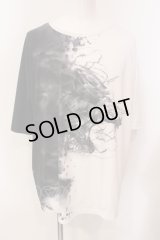 CIVARIZE / フラワープリントバイカラーカットソー F ブラックｘホワイト O-25-05-25-005-CI-to-YM-OS