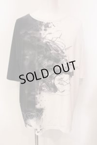 CIVARIZE / フラワープリントバイカラーカットソー F ブラックｘホワイト O-25-05-25-005-CI-to-YM-OS