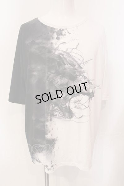 画像1: CIVARIZE / フラワープリントバイカラーカットソー F ブラックｘホワイト O-25-05-25-005-CI-to-YM-OS