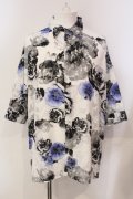 CIVARIZE / シースルーシフォンジャガードビッグローズシャツ F ホワイト O-25-05-25-006-CI-sh-YM-OS