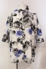 CIVARIZE / シースルーシフォンジャガードビッグローズシャツ F ホワイト O-25-05-25-006-CI-sh-YM-OS