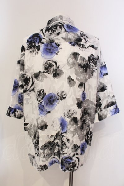 画像2: CIVARIZE / シースルーシフォンジャガードビッグローズシャツ F ホワイト O-25-05-25-006-CI-sh-YM-ZT249 (2)