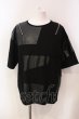 画像1: CIVARIZE / PUレザー切り替えパッチワークショルダーZIP Tシャツ F ブラック O-25-05-25-014-CI-ts-YM-OS (1)