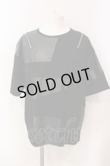 CIVARIZE / PUレザー切り替えパッチワークショルダーZIP Tシャツ F ブラック O-25-05-25-014-CI-ts-YM-OS