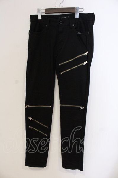 画像1: CIVARIZE / Gunsジップデザインスキニーパンツ 42 ブラック O-25-05-25-029-CI-pa-YM-ZT359 (1)