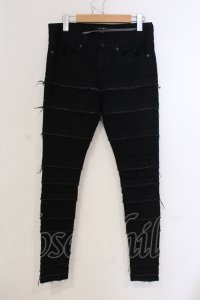 CIVARIZE / フリンジ切り替えスキニーデニムパンツ 42 ブラック O-25-05-25-033-CI-pa-YM-ZT358