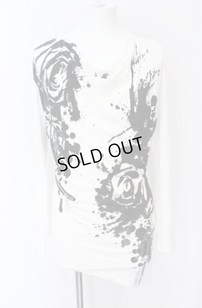 画像1: CIVARIZE / Disturbiaジップ付ドレープ総柄カットソー 44 ホワイト O-25-05-31-046-CI-to-YM-OS