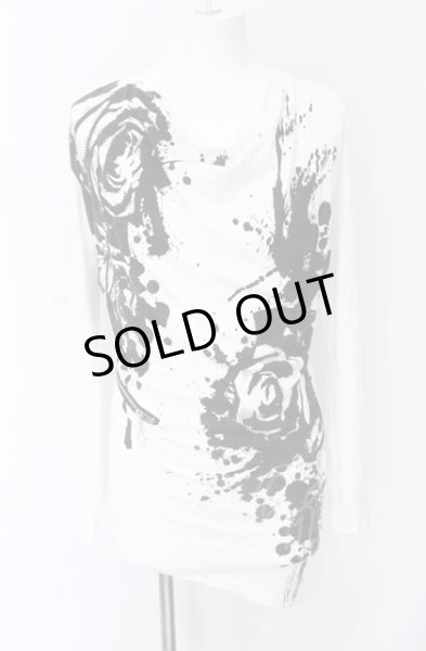 画像1: CIVARIZE / Disturbiaジップ付ドレープ総柄カットソー 44 ホワイト O-25-05-31-046-CI-to-YM-OS (1)
