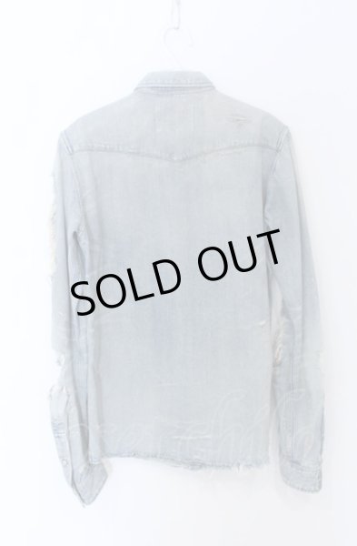 画像6: Moonage Devilment / S'exprimerコラボ　ダメージデニムシャツ 44 ライトインディゴ O-25-05-31-055-Mo-sh-YM-ZT373 (6)