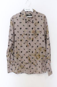maxsix / アイコン総柄シャツ M ピンクグレー O-25-05-31-077-ma-sh-YM-OS
