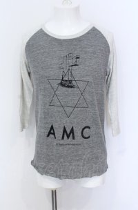 MARDI GRAS / ALIEN MASKED CREATURE ラグラン五分袖カットソー  グレー O-25-05-31-014-MA-ts-YM-ZT0606
