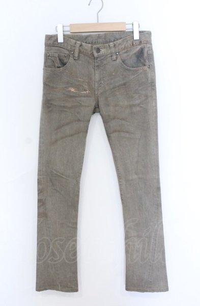 画像1: TORNADO MART / ドロップペイントホイル加工ストレッチデニムパンツ S アース（ライトブラウン系） O-25-05-31-084-TO-pa-YM-ZT340 (1)