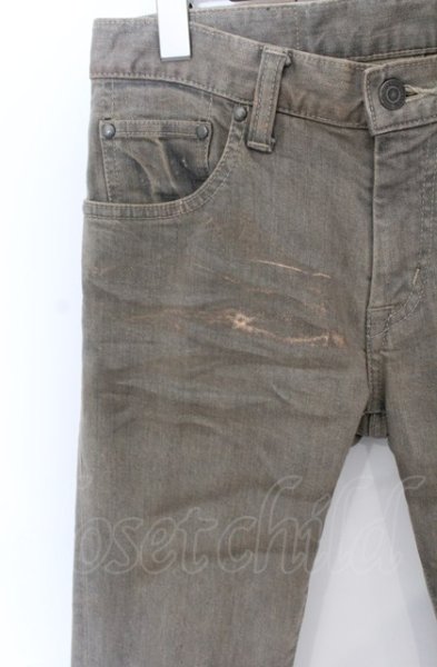 画像2: TORNADO MART / ドロップペイントホイル加工ストレッチデニムパンツ S アース（ライトブラウン系） O-25-05-31-084-TO-pa-YM-ZT340 (2)