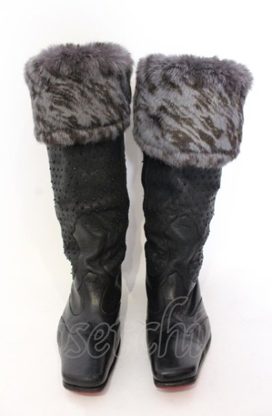 画像2: Hiromu Takahara / ミックスアニマルロングブーツ 41（約27.5） ブラック O-25-05-31-110-Hi-sho-YM-ZT-S003 (2)