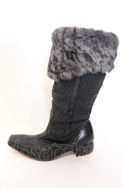 画像4: Hiromu Takahara / ミックスアニマルロングブーツ 41（約27.5） ブラック O-25-05-31-110-Hi-sho-YM-ZT-S003 (4)