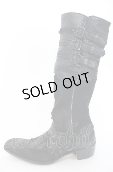 画像4: Hiromu Takahara / スカルバックルベルテッドロングブーツ 42（約27cm） ブラック（デストロイ） O-25-05-31-111-Hi-sho-YM-ZT-S001 (4)