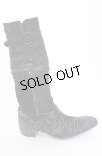 画像8: Hiromu Takahara / スカルバックルベルテッドロングブーツ 42（約27cm） ブラック（デストロイ） O-25-05-31-111-Hi-sho-YM-ZT-S001 (8)