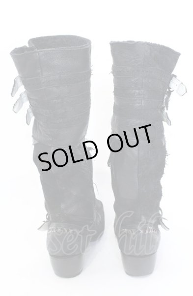 画像12: Hiromu Takahara / スカルバックルベルテッドロングブーツ 42（約27cm） ブラック（デストロイ） O-25-05-31-111-Hi-sho-YM-ZT-S001 (12)