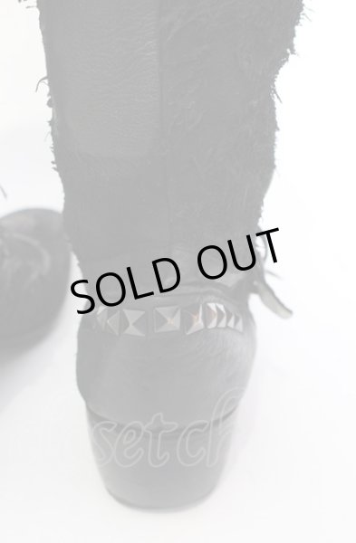 画像14: Hiromu Takahara / スカルバックルベルテッドロングブーツ 42（約27cm） ブラック（デストロイ） O-25-05-31-111-Hi-sho-YM-ZT-S001 (14)