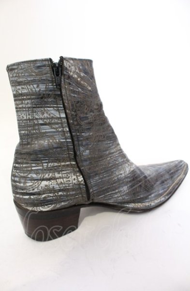 画像6: Hiromu Takahara / ペイズリーエンボスブーツ 43（約26.5） ブルー系 O-25-05-31-121-Hi-sho-YM-ZT-S002 (6)