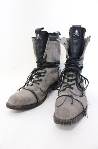Hiromu Takahara / レイヤードレースアップブーツ 42（約27.5） グレージュ系 O-25-05-31-122-Hi-sho-YM-ZT0603C