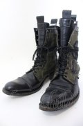 Hiromu Takahara / ワッペンレイヤードブーツ 42（約27cm） カーキｘブラック O-25-05-31-124-Hi-sho-YM-ZT-S006