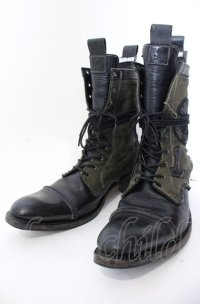 Hiromu Takahara / ワッペンレイヤードブーツ 42（約27cm） カーキｘブラック O-25-05-31-124-Hi-sho-YM-ZT0603B
