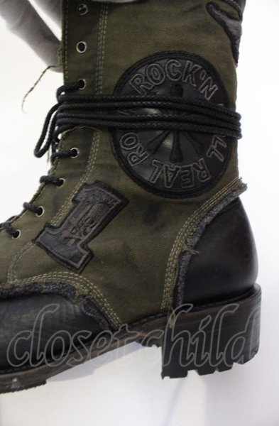 画像5: Hiromu Takahara / ワッペンレイヤードブーツ 42（約27cm） カーキｘブラック O-25-05-31-124-Hi-sho-YM-ZT-S006 (5)