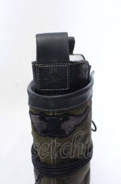 画像7: Hiromu Takahara / ワッペンレイヤードブーツ 42（約27cm） カーキｘブラック O-25-05-31-124-Hi-sho-YM-ZT-S006 (7)