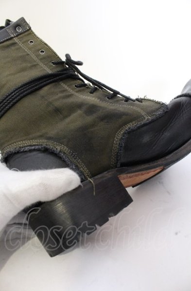 画像10: Hiromu Takahara / ワッペンレイヤードブーツ 42（約27cm） カーキｘブラック O-25-05-31-124-Hi-sho-YM-ZT-S006 (10)