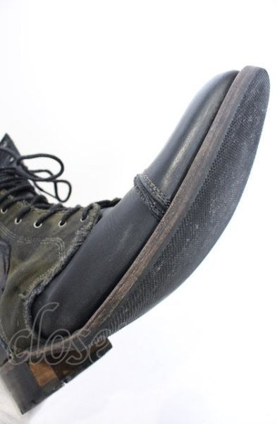 画像15: Hiromu Takahara / ワッペンレイヤードブーツ 42（約27cm） カーキｘブラック O-25-05-31-124-Hi-sho-YM-ZT-S006 (15)
