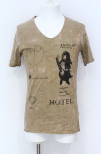Moonage Devilment / HOTEL Tシャツ 44 ベージュ O-25-05-31-038-Mo-ts-YM-ZT0603A