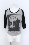 NIGHT KILLER INC / FOREVER LOVE 六分袖ラグランカットソー M ブラックｘグレー O-25-05-31-003-NI-ts-YM-ZT334