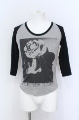 NIGHT KILLER INC / FOREVER LOVE 六分袖ラグランカットソー M ブラックｘグレー O-25-05-31-003-NI-ts-YM-OS
