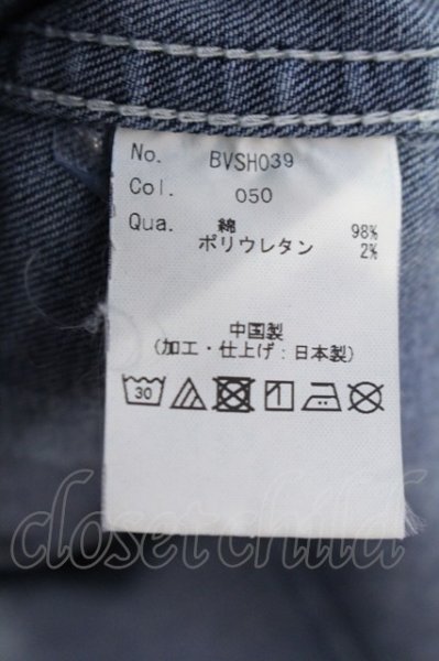 画像3: Black by VANQUISH / ブリーチウォッシュストレッチデニムシャツ L インディゴ O-25-06-03-005-Bl-sh-YM-ZT333 (3)