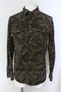 Black by VANQUISH / ミラーカモフラージュストレッチシャツ L ブラウン O-25-06-03-006-Bl-sh-YM-ZT333