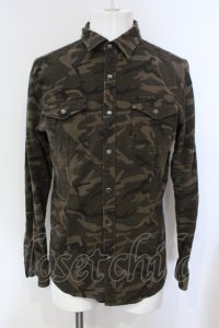 Black by VANQUISH / ミラーカモフラージュストレッチシャツ L ブラウン O-25-06-03-006-Bl-sh-YM-OS