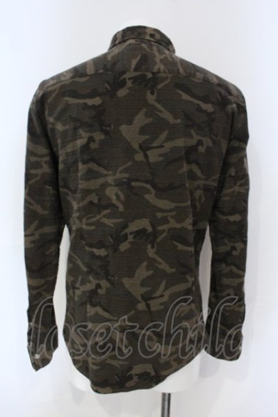 画像2: Black by VANQUISH / ミラーカモフラージュストレッチシャツ L ブラウン O-25-06-03-006-Bl-sh-YM-OS
