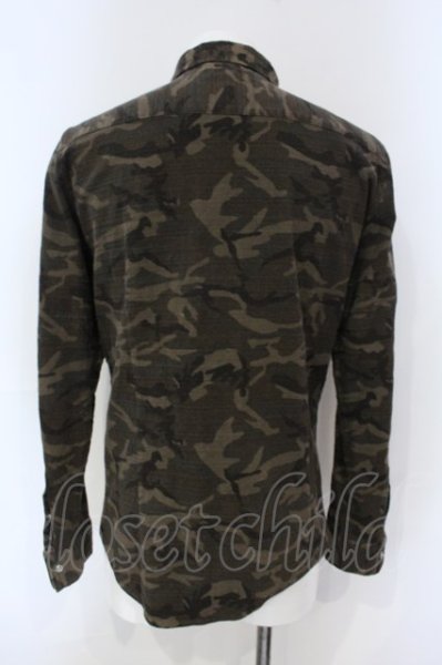 画像2: Black by VANQUISH / ミラーカモフラージュストレッチシャツ L ブラウン O-25-06-03-006-Bl-sh-YM-ZT333 (2)