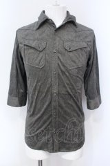 FUGA / Sandstorm シワ加工フェイクスウェード五分袖シャツ 44 グレー O-25-06-03-014-FU-sh-YM-OS